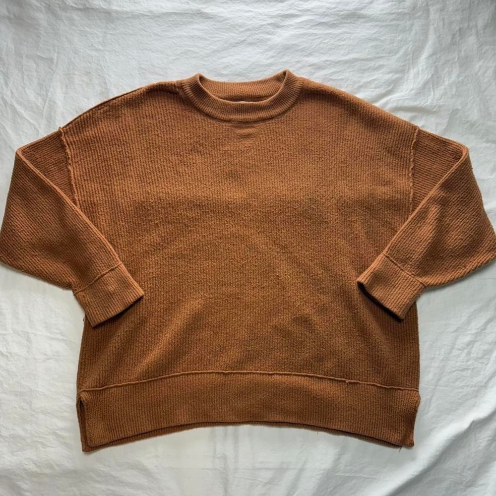 Aerie Oversized Ribbed Knit Brown Sweater Sz M Cozy